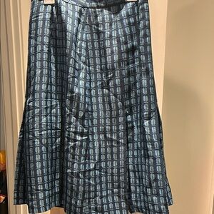 Tory Burch Blue Geometric A-Line Skirt